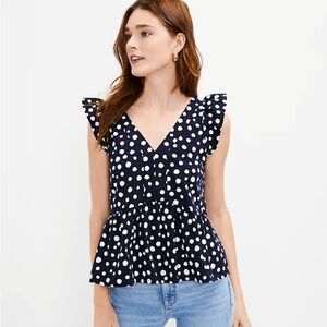 NWT Navy Blue Polka Dot Top